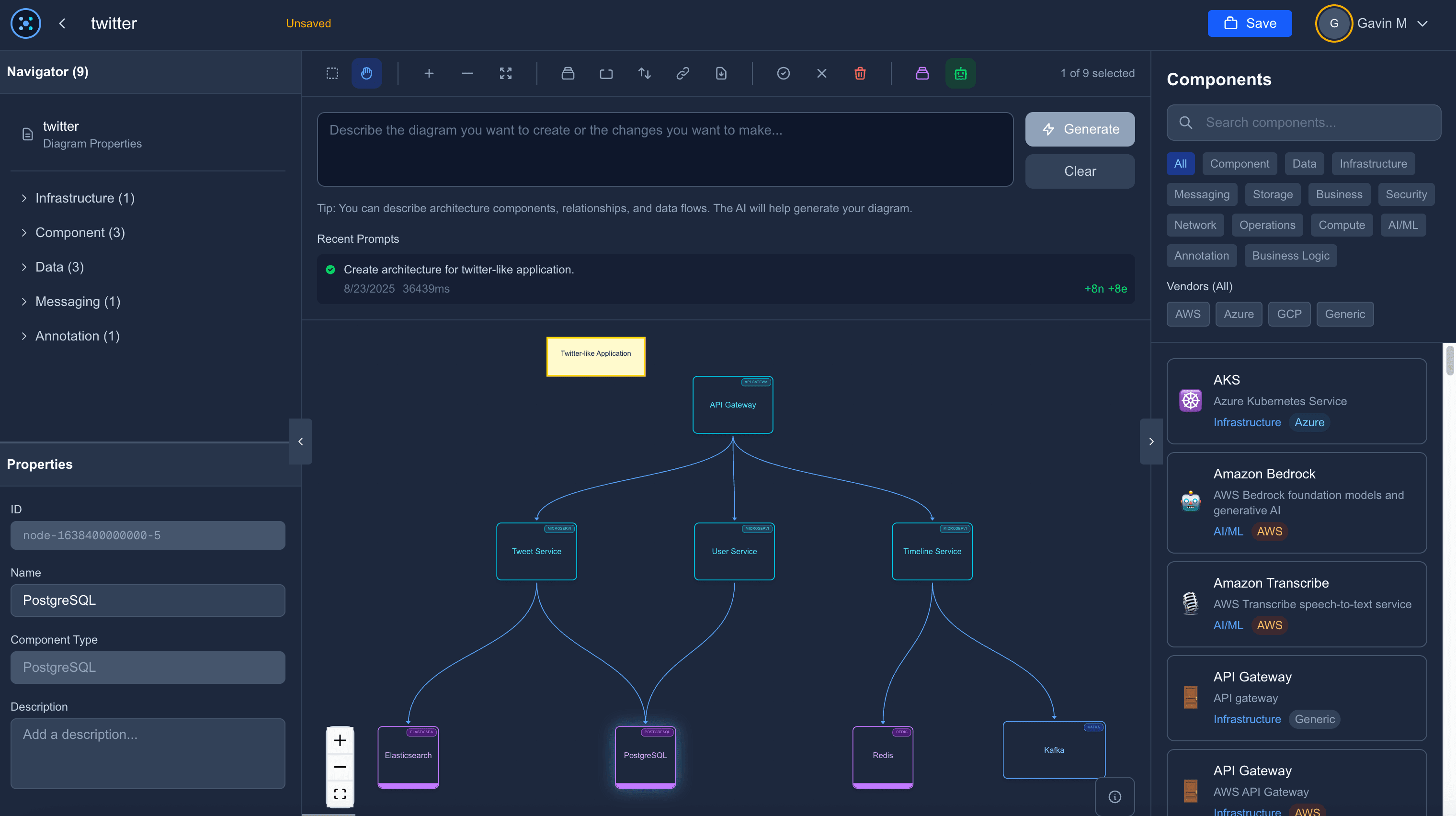 dgrm.ai IDE Interface with AI Assistant - AI-powered architecture diagramming tool